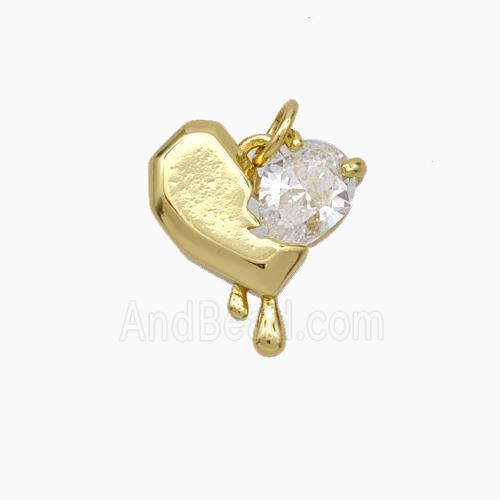 Copper Heart Pendant Pave Zirconia Gold Plated