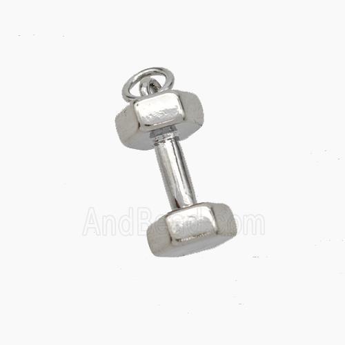 Dumbbell Charms Copper Pendant Sport Platinum Plated
