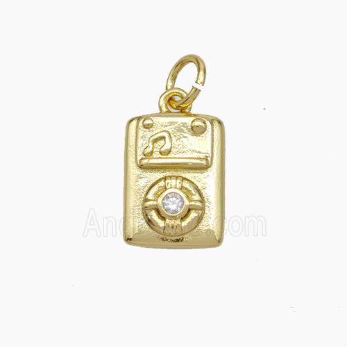Copper Phone Charms Pendant Pave Zirconia Gold Plated