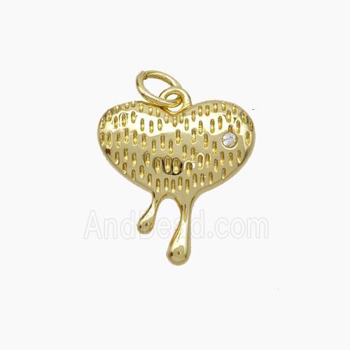 Copper Heart Pendant Pave Zirconia Gold Plated