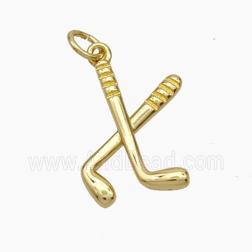 Golf Racket Charms Copper Pendant Gold Plated