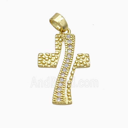 Copper Cross Pendant Pave Zirconia Gold Plated