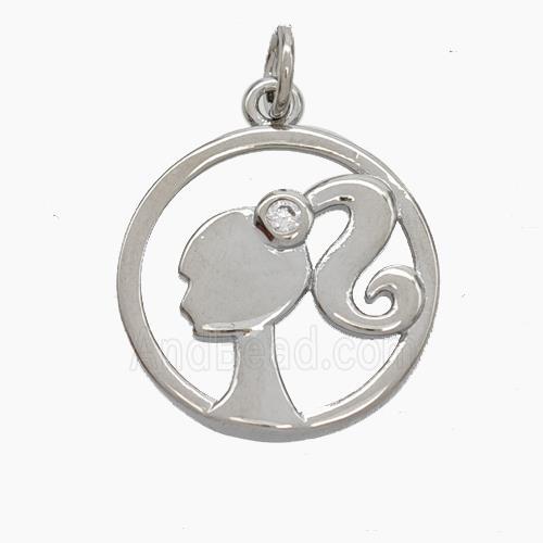 Copper Beauty Pendant Pave Zirconia Girls Platinum Plated
