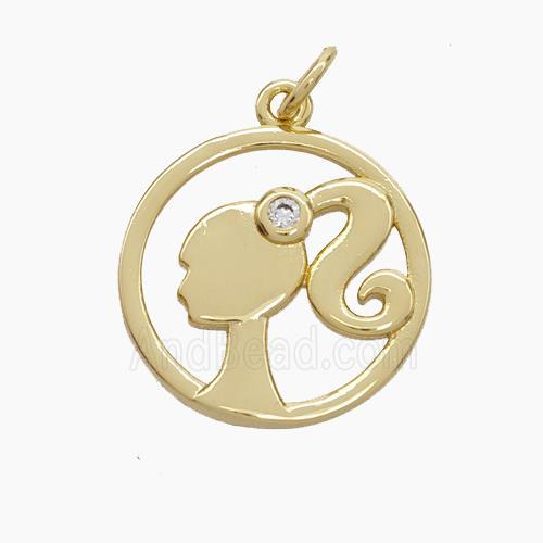 Copper Beauty Pendant Pave Zirconia Girls Gold Plated
