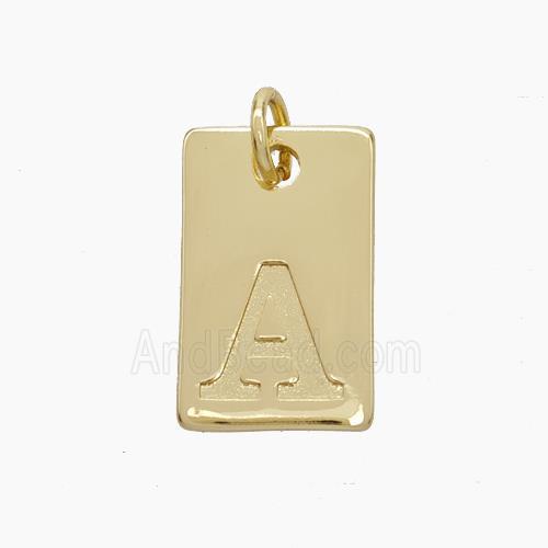 Copper Card Pendant Letter-A Gold Plated