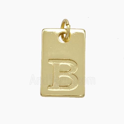 Copper Card Pendant Letter-B Gold Plated