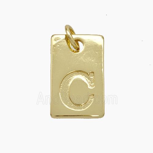 Copper Card Pendant Letter-C Gold Plated
