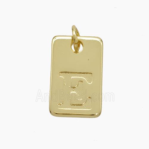 Copper Card Pendant Letter-E Gold Plated