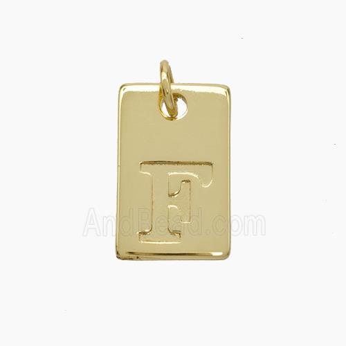 Copper Card Pendant Letter-F Gold Plated