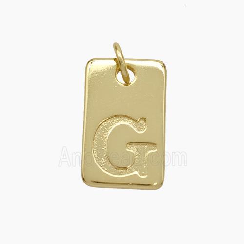 Copper Card Pendant Letter-G Gold Plated