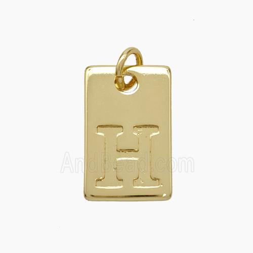 Copper Card Pendant Letter-H Gold Plated