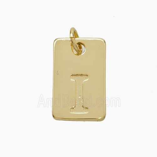 Copper Card Pendant Letter-I Gold Plated