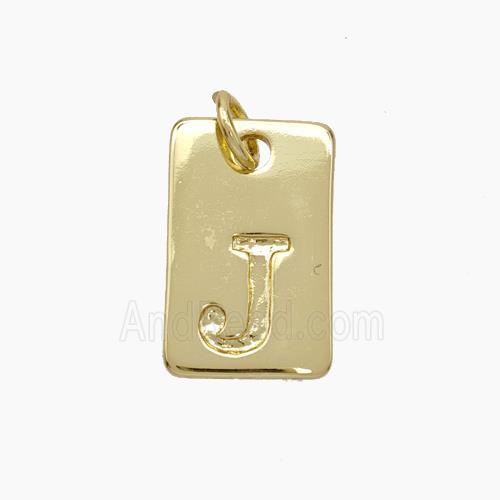 Copper Card Pendant Letter-J Gold Plated