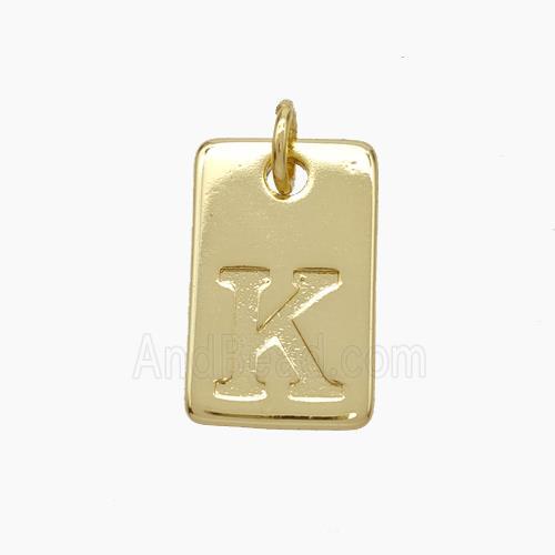 Copper Card Pendant Letter-K Gold Plated