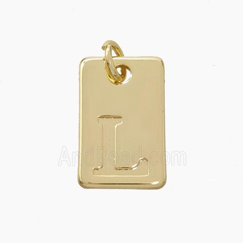 Copper Card Pendant Letter-L Gold Plated