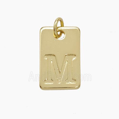 Copper Card Pendant Letter-M Gold Plated