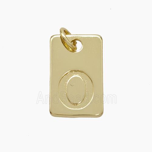 Copper Card Pendant Letter-O Gold Plated
