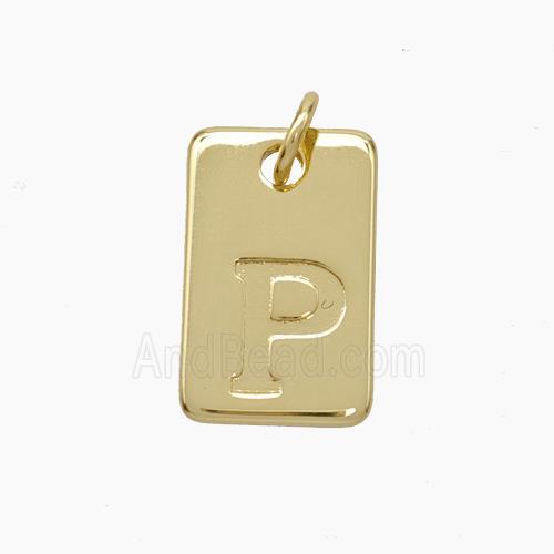 Copper Card Pendant Letter-P Gold Plated