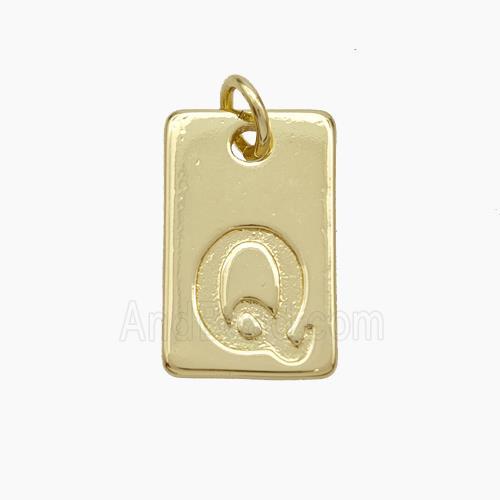Copper Card Pendant Letter-Q Gold Plated