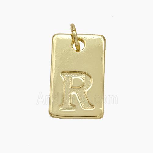 Copper Card Pendant Letter-R Gold Plated