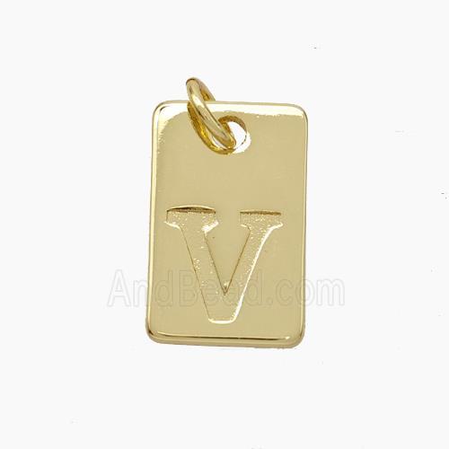 Copper Card Pendant Letter-V Gold Plated