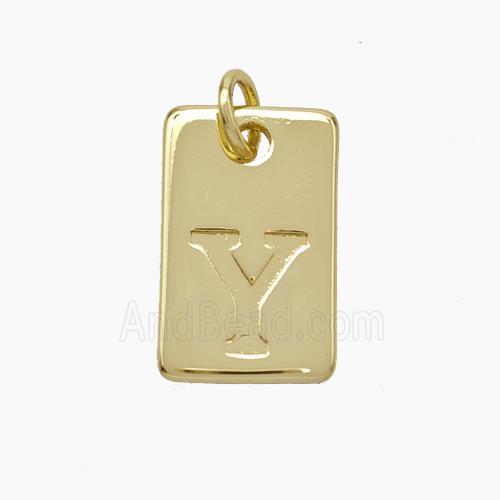 Copper Card Pendant Letter-Y Gold Plated