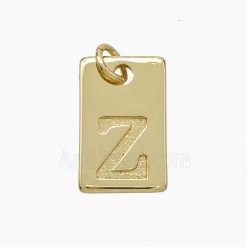 Copper Card Pendant Letter-Z Gold Plated