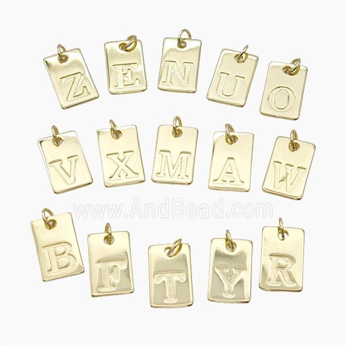 Copper Card Letter Pendant Alphabet Gold Plated Mixed