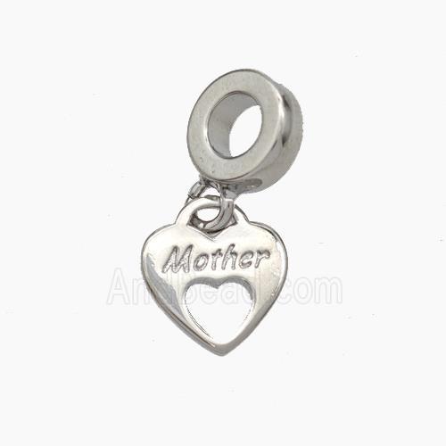 Copper Heart Pendant Pave Zirconia Mother Platinum Plated