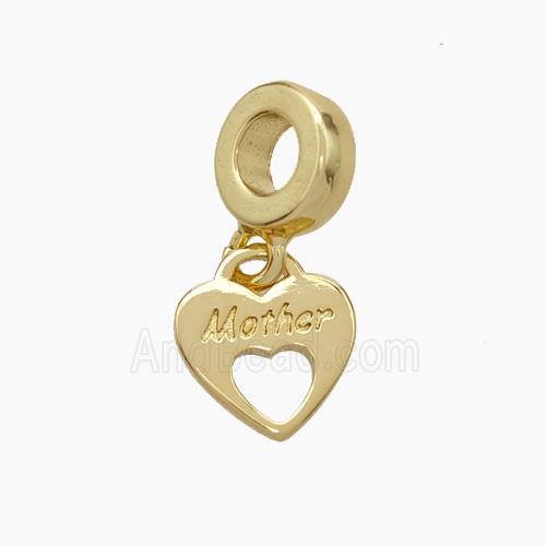 Copper Heart Pendant Pave Zirconia Mother Gold Plated