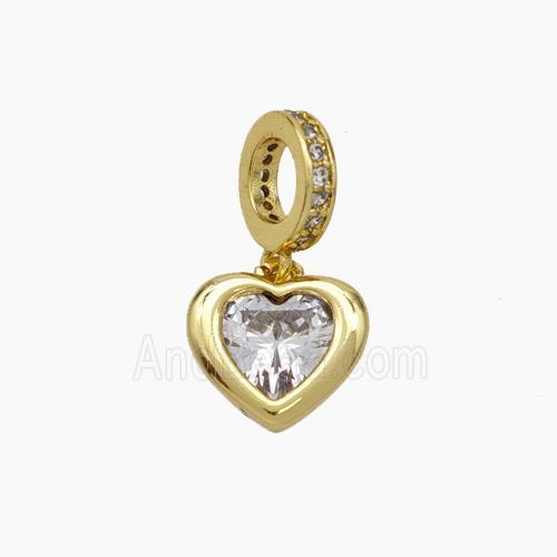 Copper Heart Pendant Pave Zirconia Gold Plated