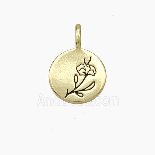 Copper Flower Pendant Enamel Circle Gold Plated
