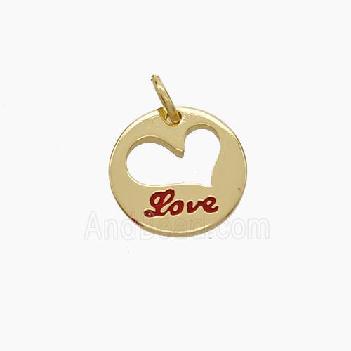 Copper Heart Pendant Enamel Love Gold Plated