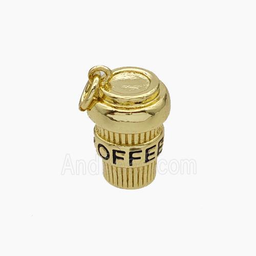 Copper Coffee-Cup Pendant Painted Gold Plated