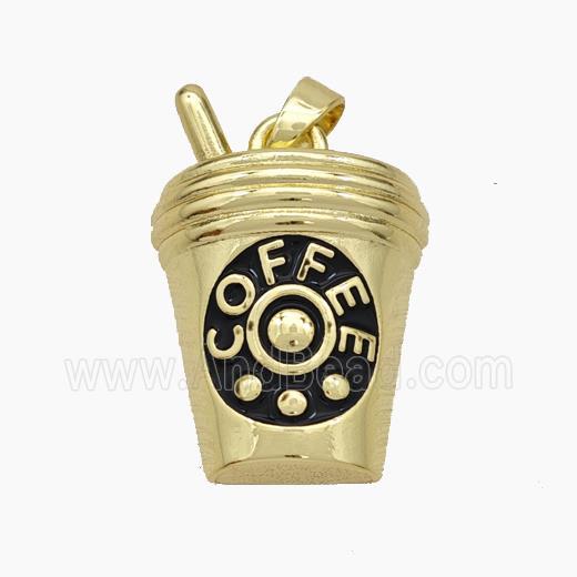 Copper Coffee-Cup Pendant Enamel Gold Plated