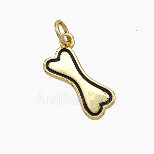 Dog-Bone Charms Copper Pendant Enamel Gold Plated