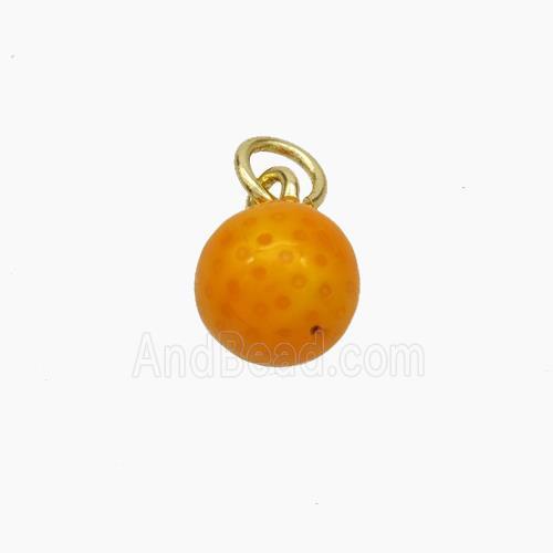 Copper Ball Pendant Orange Painted Gold Plated