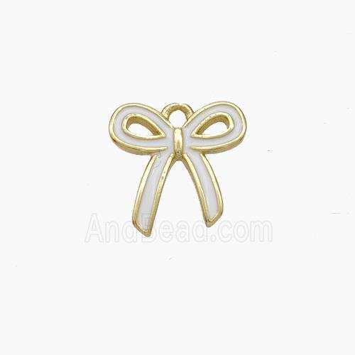 Copper Bowknot Pendant White Enamel Gold Plated