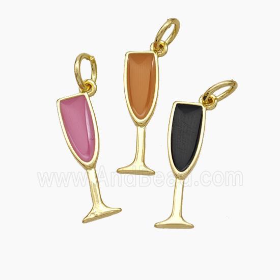 Wine Cup Charms Copper Pendant Enamel Gold Plated Mixed