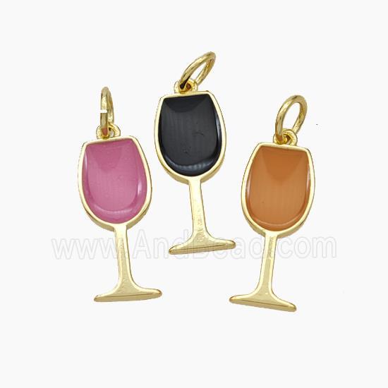 Wine Cup CHarms Copper Pendant Enamel Gold Plated Mixed