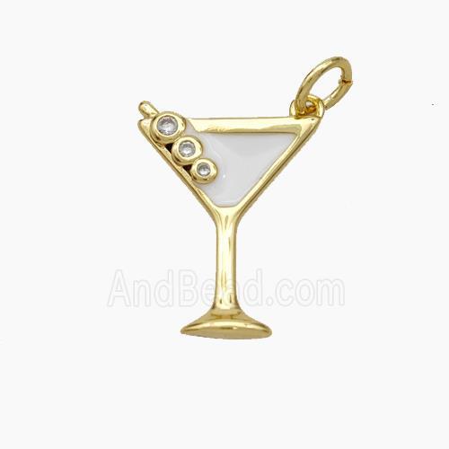 Ice Cream Bottle Drink Cup Charms Copper Pendant White Enamel Gold Plated
