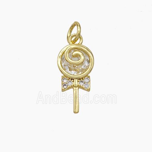 Lollipop Candy Charms Copper Pendant Pave Zirconia Gold Plated
