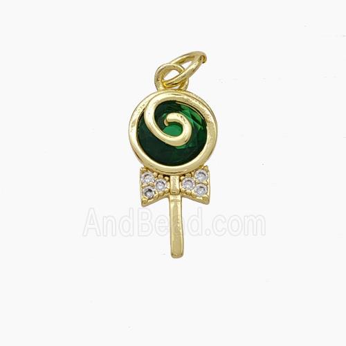 Lollipop Candy Charms Copper Pendant Pave Zirconia Gold Plated