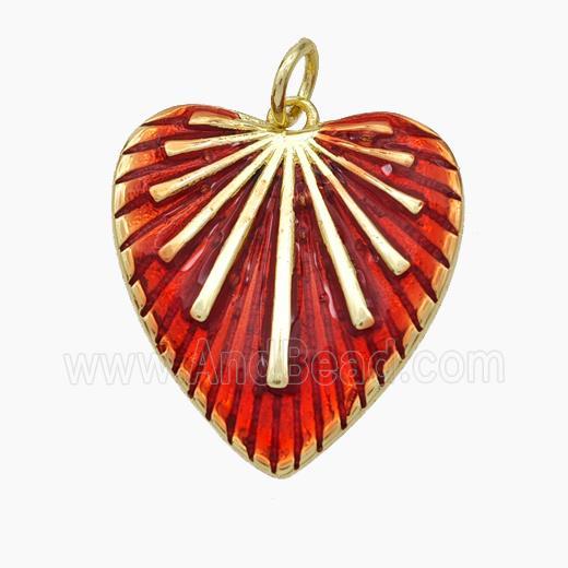 Copper Heart Pendant Red Painted Gold Plated