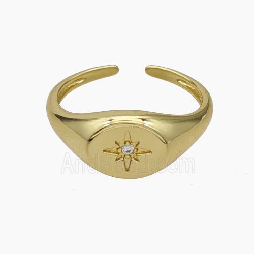 Copper Rings Pave Zirconia Star Gold Plated