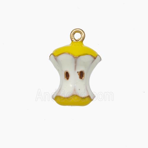 Copper Pear Pendant Yellow White Enamel Gold Plated