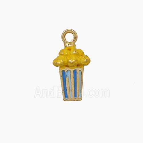 Popcorn Charms Copper Pendant Enamel Gold Plated