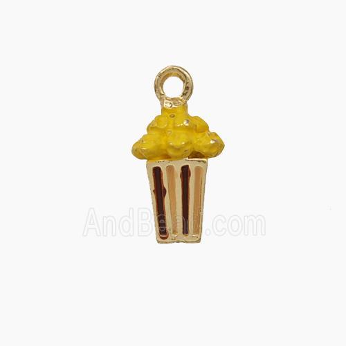 Popcorn Charms Copper Pendant Enamel Gold Plated