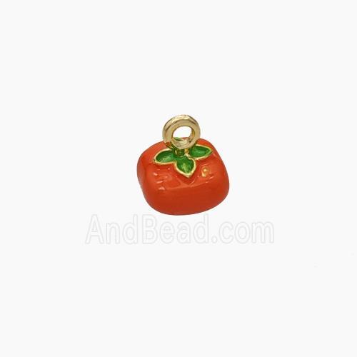 Copper Tomato Pendant Red Enamel Gold Plated