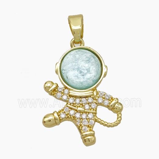 Copper Astronaut Pave Zirconia Acrylic Gold Plated